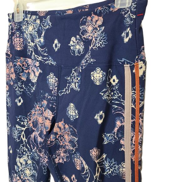 Free People Movement Womens M Navy Floral High Rise Pull On Athletic Leggings - Picture 4 of 9